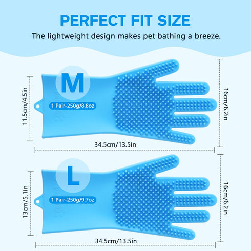 Pecute Double-Sided Dog Bathing Brush, Silicone Dog Washing Gloves Dog Shampoo Brush with High-Density Teeth, Heat-Resistant Cat Bathing Gloves, E...
