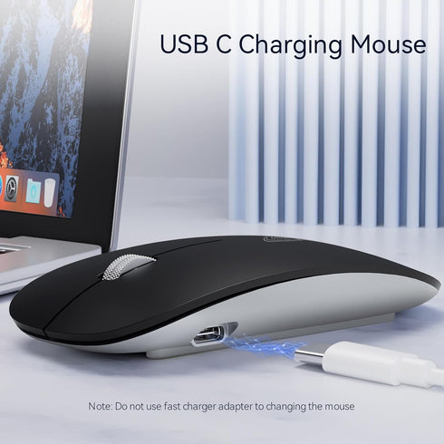Uiosmuph G11 Wireless Mouse, USB C Rechargeable Computer Mouse, Slim Silent Mice 2.4GHz Optical with USB Nano Receiver and Type C Receiver for Lap...