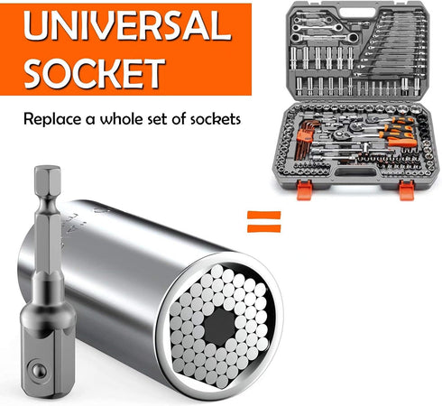 Universal Socket, tools Gifts for Men Husband Dad Handyman Boyfriend, Father's Day Birthday Gifts, Super Socket Wrench Set with Power Drill Adapte...