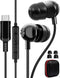 USB C Headphone for Samsung A53 S54 S22 S23 S21 S20 FE Wired Earbuds Magnetic in-Ear Type C Earphone with Microphone Stereo Noise Canceling for Ga...