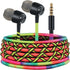 URIZONS Colorful Pretty in-Ear Earbuds Headphones - 3.5mm with Microphone for iPhone iPad iPod Mac Laptop Tablets Android Smartphones Fabric Braid...