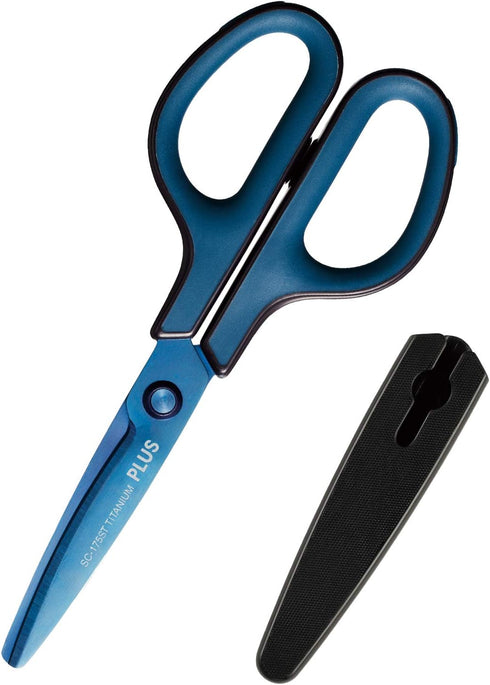 PLUS SC-175ST 34-518 Scissors Fit Cut Curve Titanium Continuous Cutting Blue...