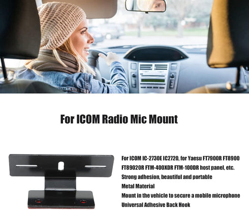 Radio Holder Bracket, for ICOM IC?2730E IC2720 for Yaesu FT7900R FT8900 FTM?400XDR Radio Mic Mount Metal Adhesive Back Hook...