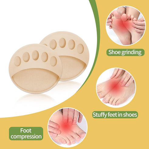 5 Pairs Ball of Foot Cushion,Thicken Forefoot Cushion Pads,Forefoot Metatarsal Invisible Socks Pads, Reusable Honeycomb Fabric Forefoot Pads for W...