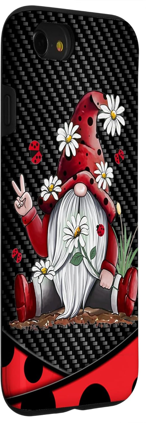 iPhone SE (2020) / 7 / 8 Red Gnome Hippie Daisy Flowers Gnome Ladybugs - Christmas Case...