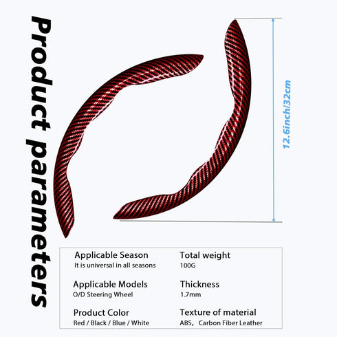 WOCOCN Steering Wheel Cover,Carbon Fiber Car Steering Wheel Cover with Non-Slip Lining,Universal Fit Most of Car Interior Accessories (Bright Red)...