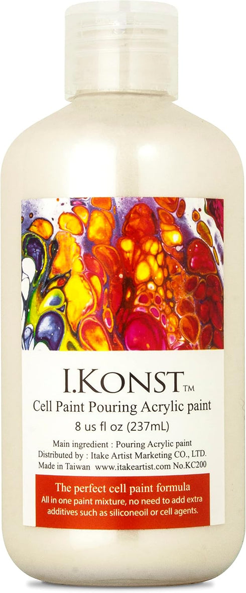 Pouring Paint Set, Cell Effect Acrylic Paint of 6 Metal Colors, Premium Pre-Mixed High Flow (8 oz. Bottles for Canvas, Wood, Crafts, Rocks and Mor...