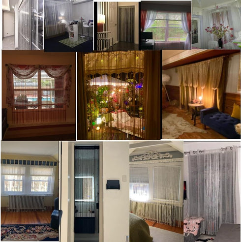 Decorative Door String Curtain Wall Panel Fringe Window Room Divider Blind for Wedding Coffee House Restaurant Parts Crystal Tassel Screen Home De...