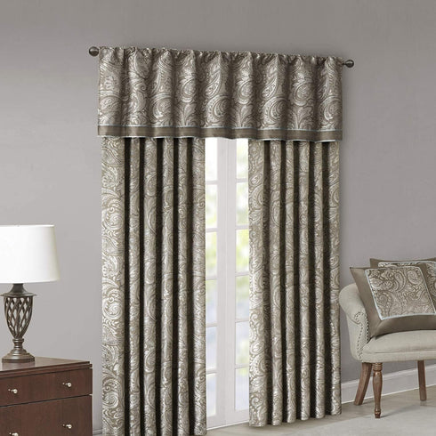 Madison Park Aubrey 2 Panel Curtain Faux Silk Paisley Jacquard, Rod Pocket Curtain for Living Room, Kitchen, Room Darkening Window Drape for Bedro...