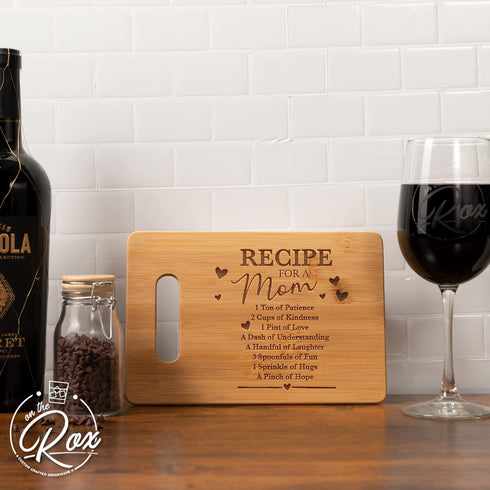 Gifts for Mom - "Recipe For A Mom” Bamboo Engraved Personalized Cutting Board (9"x6") - Birthday Gifts for Mom from Daughters - Mother's Day, Gran...