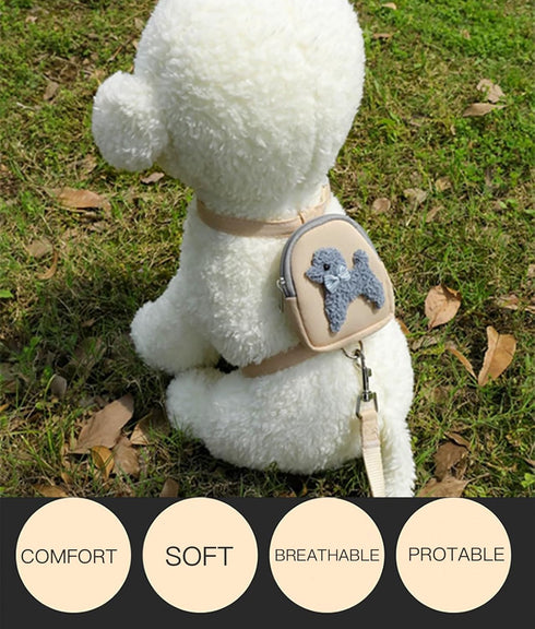 Dog Backpack Harness with Leash Pet Self Carrier Adjustable Travel Hiking Walking Harness Backpack for Small Dogs & Cats (Apricot, L)...