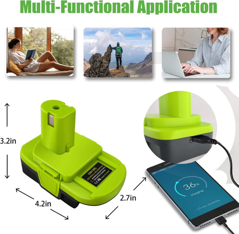EID DM18RL Adapter Use for Ryobi Tools, for Milwaukee M18 18V & for Dewalt 20V Battery Convert to P105 P107 P108 Battery with 5V 2.1A MAX USB Char...