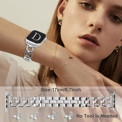 OULUCCI Stainless Steel Band Compatible with Apple Watch Band 38mm 40mm 41mm 42mm 44mm 45mm 46mm 49mm, Women Strap For Iwatch Series 10 9 8 7 6 5 ...