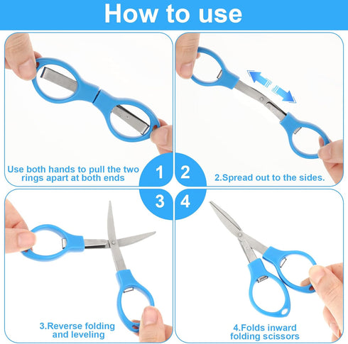 4Pcs Folding Scissors Portable Mini Travel Scissors Glasses-Shaped Foldable Scissors Small Crafting Scissors for Home Office School DIY Crafting P...