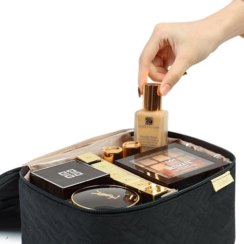 NISHEL Travel Makeup Bag Women, Cosmetic Organizer Case, Portable Travel Essentials Case for Travel-Size Accessories Bottles, Brushes, and Skin Ca...
