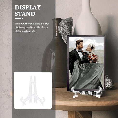12pcs Photo Frame Stand Desk Easel Clear Monitor Stand Book Display Stand Acrylic Easels Novel Display Stand Plate Stands for Display Picture Fram...