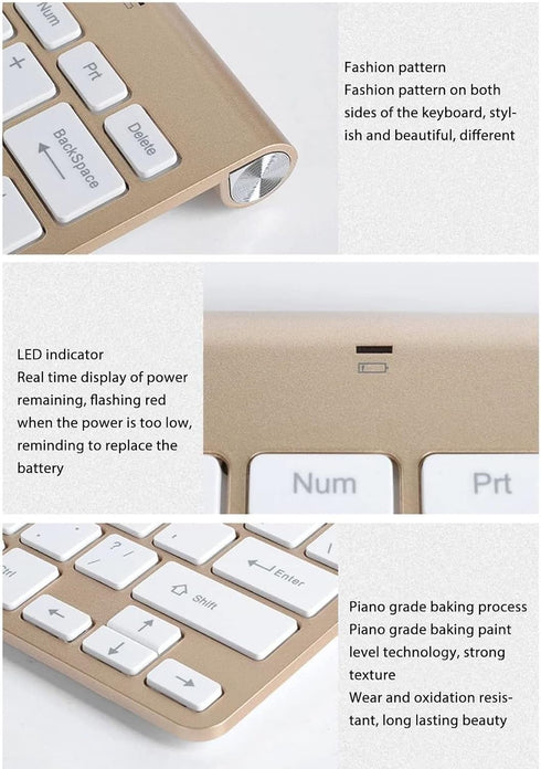 Wireless Keyboard and Mouse Combo, Compact Wireless Keyboard and Mouse Set, Ultra Thin Waterproof Keyboard Power Saving USB Mouse Set, for Compute...