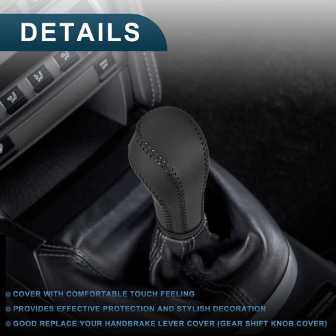Gear Shift Knob Cover for Buick Lacrosse 09-12 with Black Stitches Durable | Interior Transmission Shifter Boot Lever Cover Black Faux Leather 1 P...