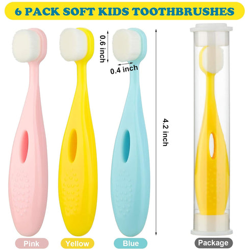 6 Pieces Kids Extra Soft Nano Toothbrush Children Bristles Toothbrush Children Micro Nano Manual Toothbrush Set with 20000 Bristles for Age 1 and ...
