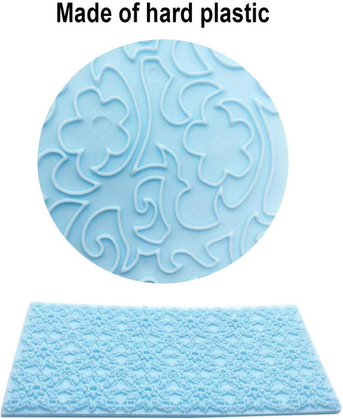 6 Pack Fondant Impression Mat Set Cake Decor Mold Set-Embossed Tree Bark/Flower/Cobblestone Texture Design Sugarcraft Decor Tool for Chocolate Cup...