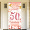 DPKOW Rose Gold 50th Birthday Banner - Backdrop, Wall & Garden Decoration, 185 x 90cm Fabric...