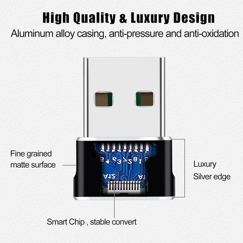 USB Male to USB C Adapter 6 Packs,USB to Type C Super Fast Charging/Transfer and OTG Function. Compatible with iPhone15 14 13 Plus Pro Max,iPad Pr...