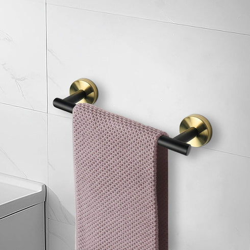 NearMoon Bathroom Towel Bar, Bath Accessories Thicken Stainless Steel Shower Towel Rack for Bathroom, Towel Holder Wall Mounted (1 Pack, Matte Bla...