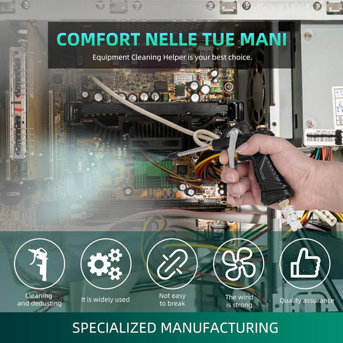 Industrial Air Blow Gun with Brass Adjustable Air Flow Nozzle, Steel Air Flow Extension, and Blow Hose, Pneumatic Air Compressor Accessories Tool ...