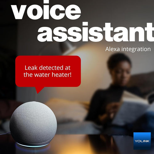 YoLink Water Leak Detector 4 with 105dB Audio Alarm, Freeze Warning, App Push, Email Alerts and Limited Text - Smart Water Sensor Alarm w/ Alexa, ...