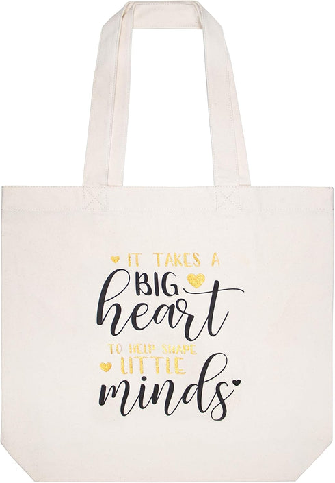 ELEGANTPARK Teacher Bag Teacher Gifts for Valentines Day Appreciation Week Graduation Birthday Christmas Cotton Canvas Tote Shoulder Bag with Pock...