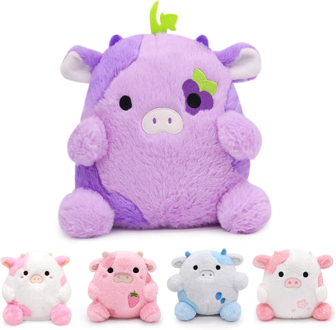 Cow Plush Cow Stuffed Animals Pillow, Purple Cow Plush Soft Cow Pillows, Kawaii Purple Plushie Cow Toy for Kids Girls Boys Birthday Gift Home Deco...