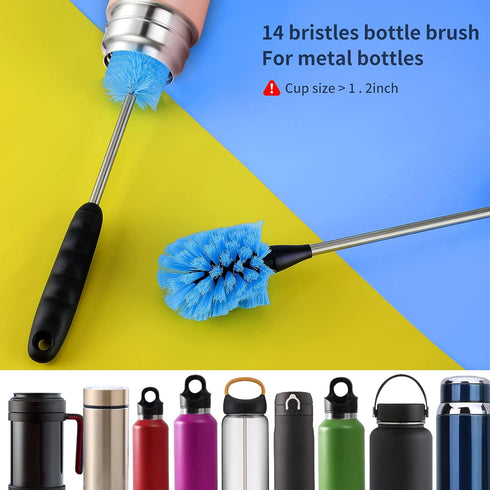 4 Pack Bottle Brush Cleaning Set,Multi-Function Long Handle Bottle Cleaner for Glasswares, Travel Coffee Mugs, Narrow Cup,Straw Cleaning Brush,Foo...