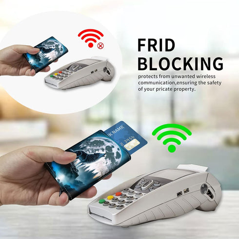 Credit Card Holder Aluminum Auto Pop Up Wallet Case,Leather Card Case Front Pocket Trifold Wallet with RFID Blocking Banknote Slot Thin Wallets fo...