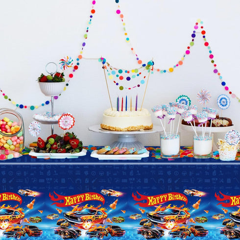 3pcs Hot Birthday Decorations Tablecloth Racing Car Themed Large 107x53.9 Inches Birthday Decorations Disposable Waterproof Table Covers for Birth...
