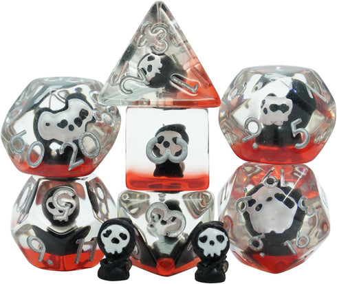 Black Skull Resin Dice,Skull Inclusion Polyhedral Dice Set,Role Playing Games Dice Set for D&D...