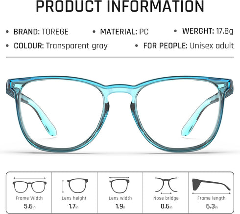 TOREGE Safety Glasses for Men&Women, Clear Safety Goggles Eye Protection Glass with Anti-Fog Lenses, Z87 Glasses Perfect Alt to Regular Protective...