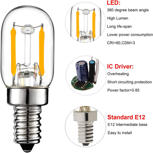 LiteHistory E12 15w Night Light Bulbs 150lm Himalayan Salt lamp Bulb 2700K t22 t7 led Bulb 2Pack...