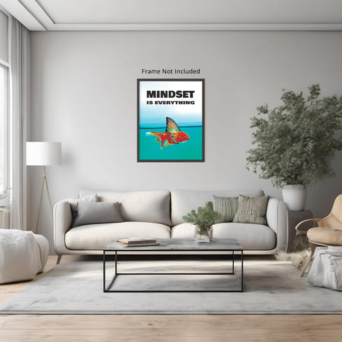 Posterizer 1 pcs-Mindset is Everything-shark goldfish-Motivational & Inspirational Girls room art-Decor for Bedroom, Office- UNFRAMED Wall Art...