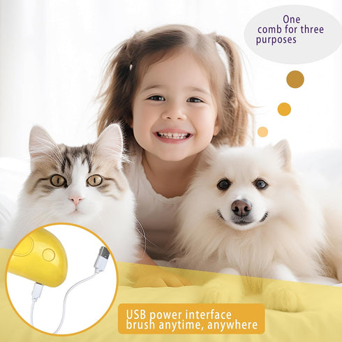 Cat Steam Brush, 3 in 1 Self Cleaning Steamy Cat Brush with Water, Steamer Brush for Cats Dogs Pets, Grooming Cat Hair Brush for Removing Tangled ...