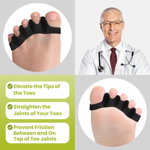 Toe Separators, 4 Pair Soft Gel Toe Spacers to Correct Bunions, Toe Stretcher for Therapeutic Relief from Plantar Fasciitis, Claw Toes,Hammer Toes...
