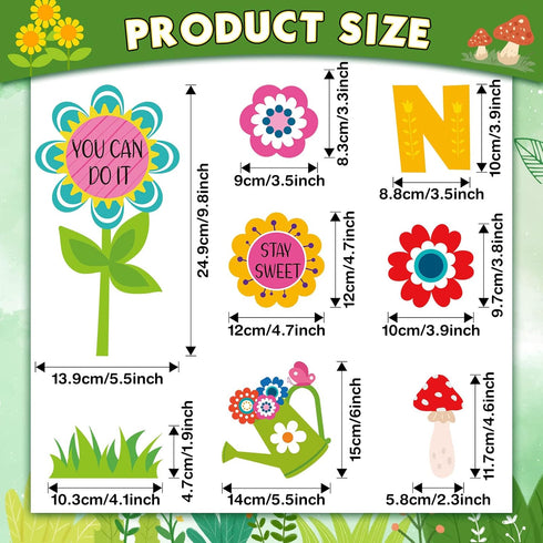 Funrous 90 Pcs Never Stop Growing Bulletin Board Decorations Summer Spring Classroom Theme Decor Positive Bulletin Board Set Flower Cutouts Inspir...