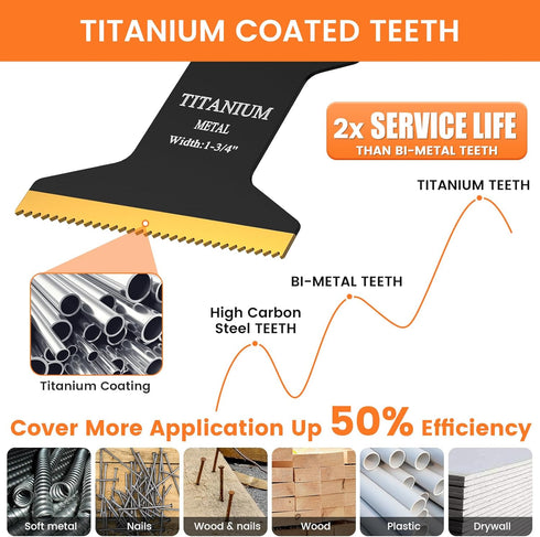 JTWEB Titanium Oscillating Tool Blade, 10PCS Oscillating Saw Blades Metal Cutting Multi Tool Blades Kits Wood and Metal Nails Plastic, Multitool B...