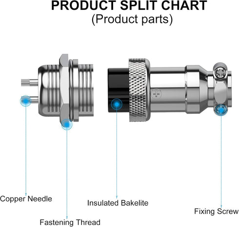 GX16 6 Pins Panel Metal Mount Circular Metal Aviation Connector Adapter Male Female Plug Socket (5 Pcs)...