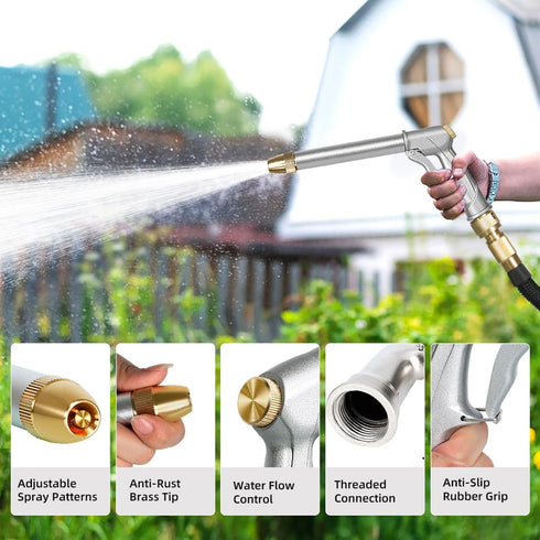 Garden Hose Nozzle Sprayer?100% Heavy Duty Metal High Pressure Water Hose Nozzle Sprayer?fits 3/4” Garden Hose Thread, 360°Rotaing Adjustable Nozz...