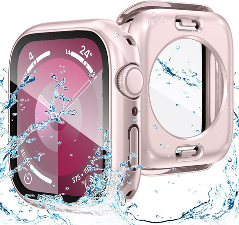Goton 2 in 1 Waterproof Case for Apple Watch Screen Protector 40mm SE 2nd Gen Series 6 5 4 SE, 360 Protective Glass Face Cover Bumper + Back Frame...