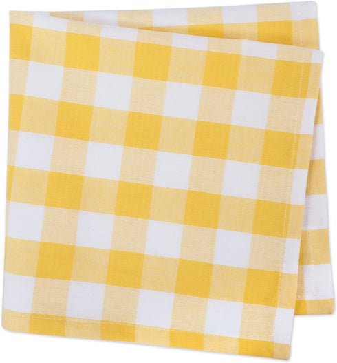 DII Checkered Tabletop Collection 100% Cotton, Machine Washable, Napkin Set, 20x20, Yellow, 6 Piece...