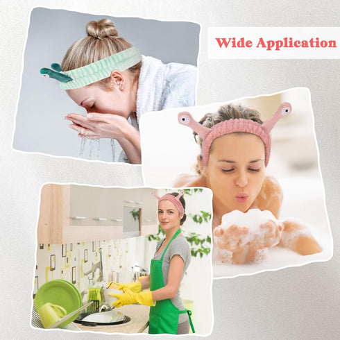 2 Pack Snail Head Bands, Headband for Washing Face, Snail Spa Hair Bands Skincare Makeup Headbands Women Cartoon Cute Coral Fleece Elastic Headban...