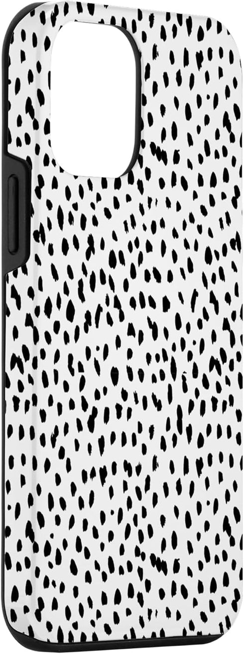 iPhone 12 mini Dalmatian Animal Print Black And White Black White Case...