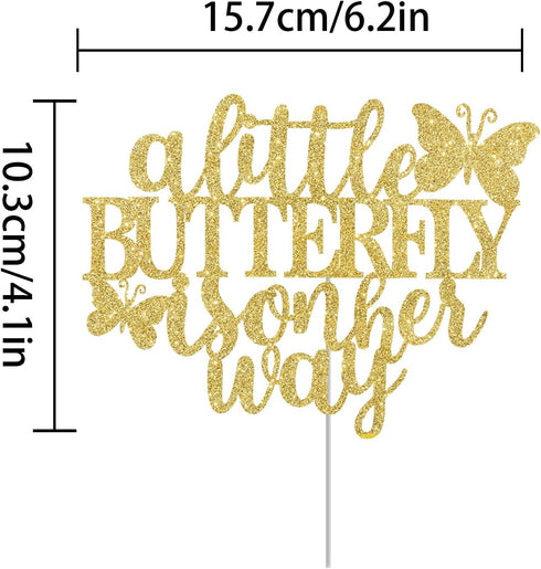 A Little Butterfly is on Her Way Cake Topper,Gender Reveal Baby Shower Party Cake Decor,Newbaby Welcome Baby Party Decorations,Butterfly Theme Sig...