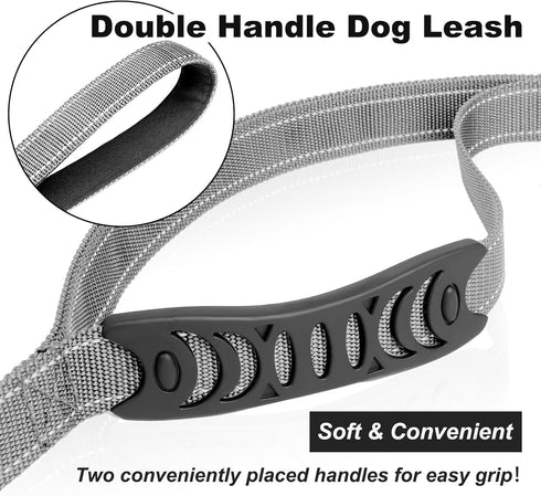 Heavy Duty Dog Leash, Laqibak Double-Sided Reflective Double Handle Dog Leash - Double-Layer Thickening, Lockable Safety Carabiner Design, 6 FT Pe...